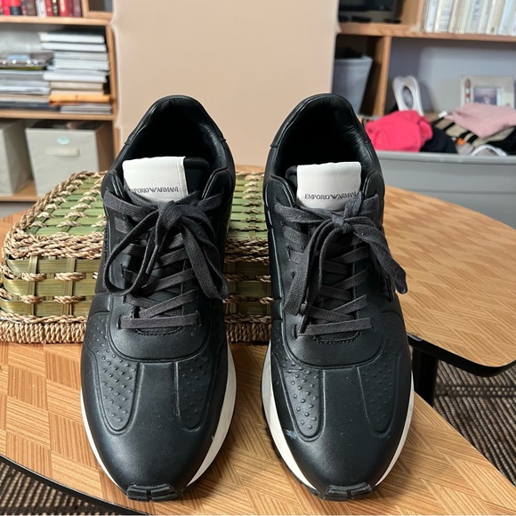 Emporio Armani Black and White Men's Dress Sneakers (Worn once) - Picture 4 of 7